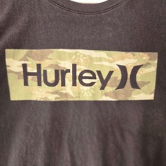 Hurley Mens Graphic T-Shirt Black Camo Box Logo Short Sleeve Crewneck L