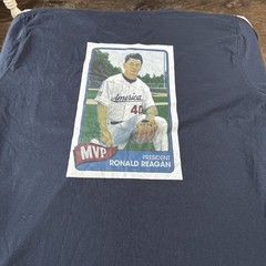 Rowdy Gentleman Pocket Tee Mens L Navy Blue Ronald Reagan MVP Baseball Graphic