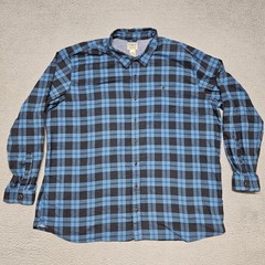 LL Bean Flannel Shirt Men’s 3XLT Blue Plaid Button Up Shirt #513682 Untucked Fit
