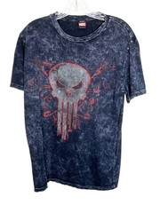 Marvel Mad MD (38-40) Engine Punisher Skull T-Shirt Washed Black 50d