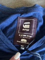 G-Star RAW Mens Evin Round Neck T-Shirt MEDIUM Blue Patch Pocket Straight Hem