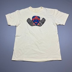 Hanes Beefy-T Graphic T-Shirt Mens L Cream Indigenous Mask Vintage Paper Thin