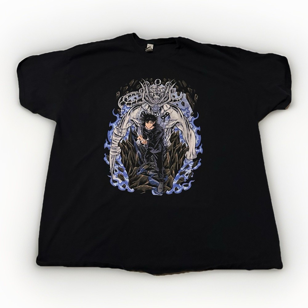 Jujutsu Kaisen Megumi Fushiguro Shikigami Black Graphic T-Shirt Size 2XL Anime