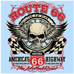 BIKER T-SHIRT-ROUTE 66-LIVE TO RIDE-AMERICA’S HIGHWAY