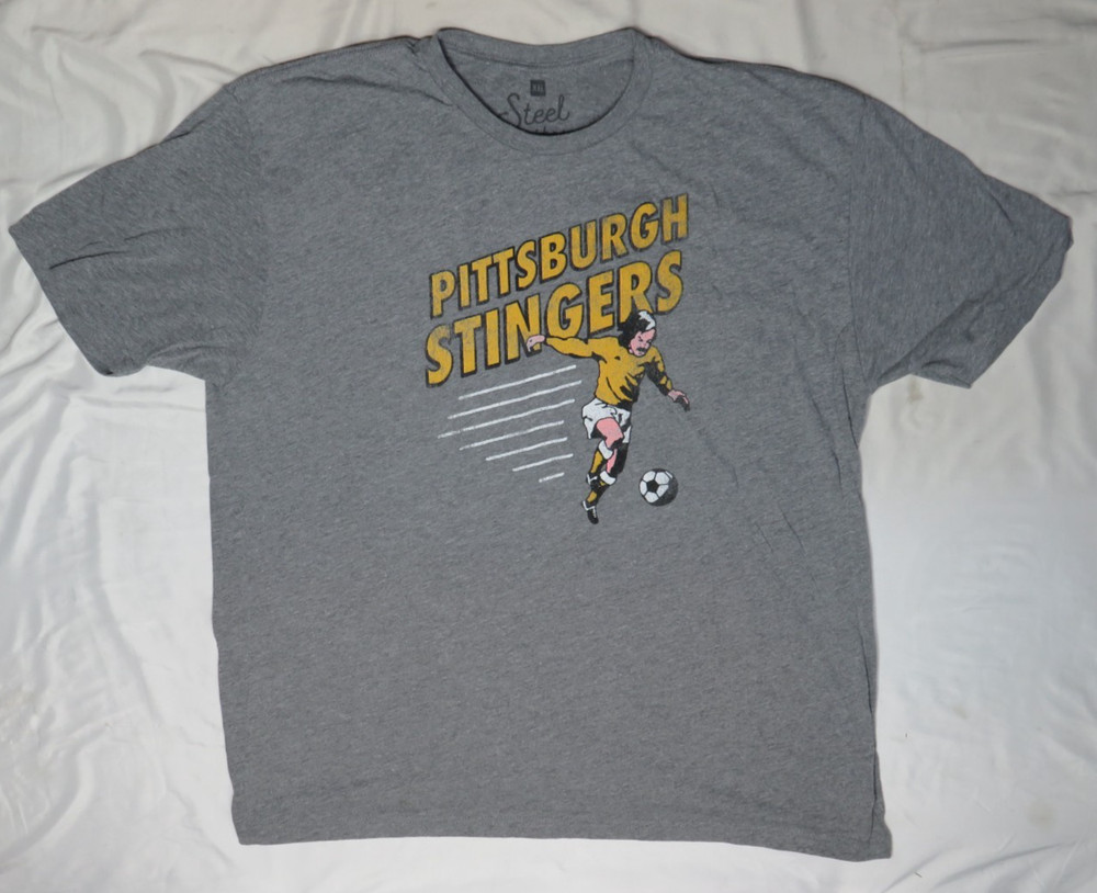 STEEL CITY TEE CLUB 2XL LIGHT GRAY HEATHER PITTSBURGH STINGERS SOCCER SHIRT