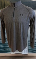 Under Armour Men Long Sleeve L/S 1242220 Gray L Shirt Pullover 1/4 Zip UA Tech 2