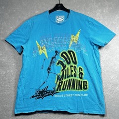Valabasas Crew Neck T-Shirt Mens Size XXL Blue 100 Miles & Running Short Sleeve