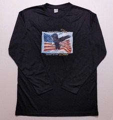 Land of the Free Home Brave Long Sleeve Performance Shirt USA Flag Black Large L
