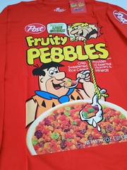 Cakeworthy x Fruity Pebbles Cereal Long Sleeve T-Shirt Top Red The Flintstones