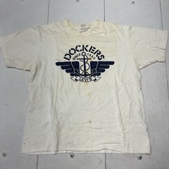 Vintage Heavy Weight White Dockers Levi’s Front Graphic T-Shirt Cotton Adult L