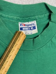 Vintage Hanes Shirt Mens XL Green Beefy-T Heavyweight Cotton Crewneck Blank Tee