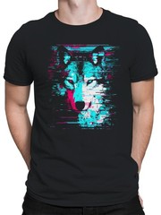 Glitch Art Wolf: Neon Vision Men’s T-shirt