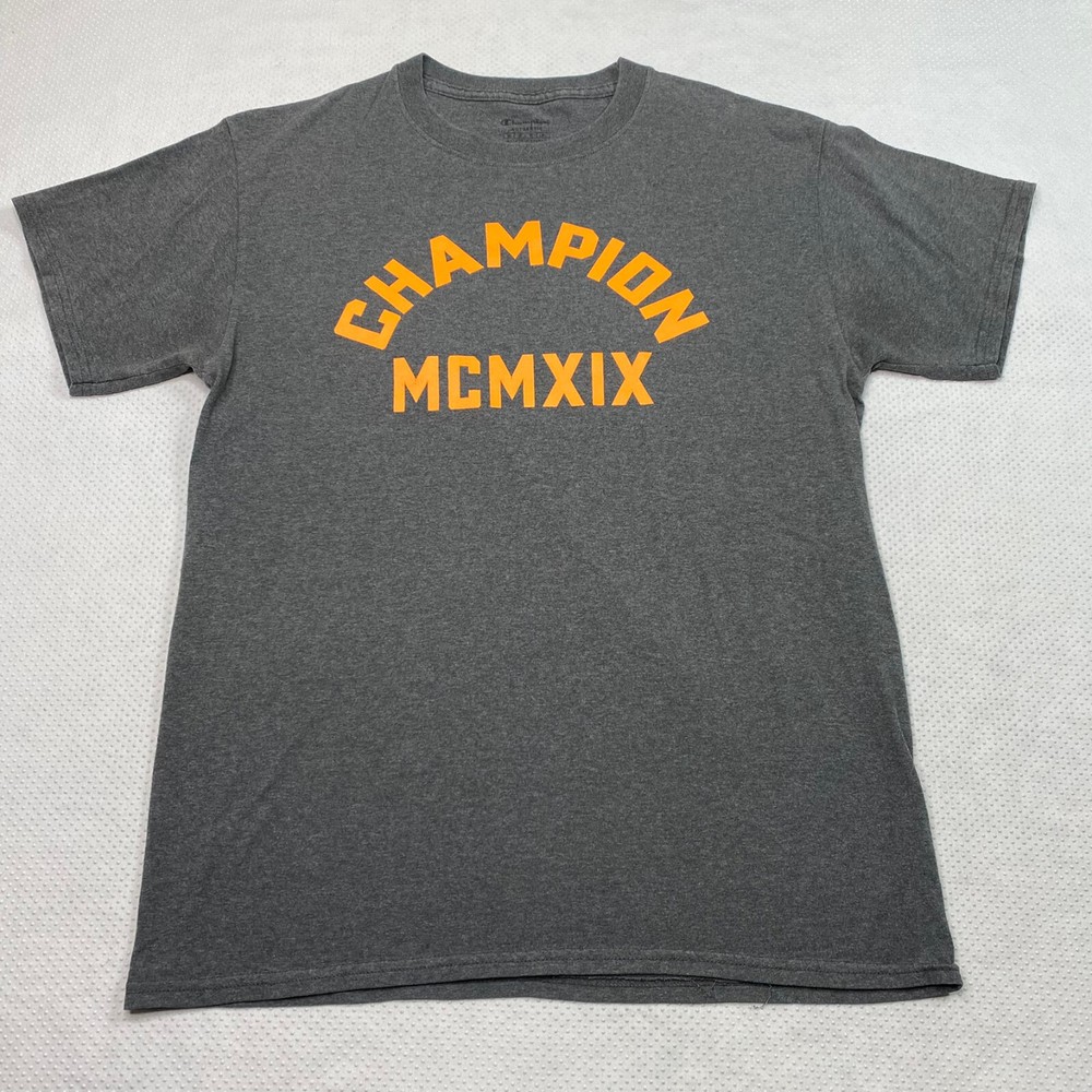 Champion Mens T Shirt sz M Gray Short Sleeve Crew Neck Minimalist Streetwear