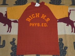 Rich Wearhouse 4077 RICH H.S. Crew Red Gold L Short Sleeve Raglan Japan