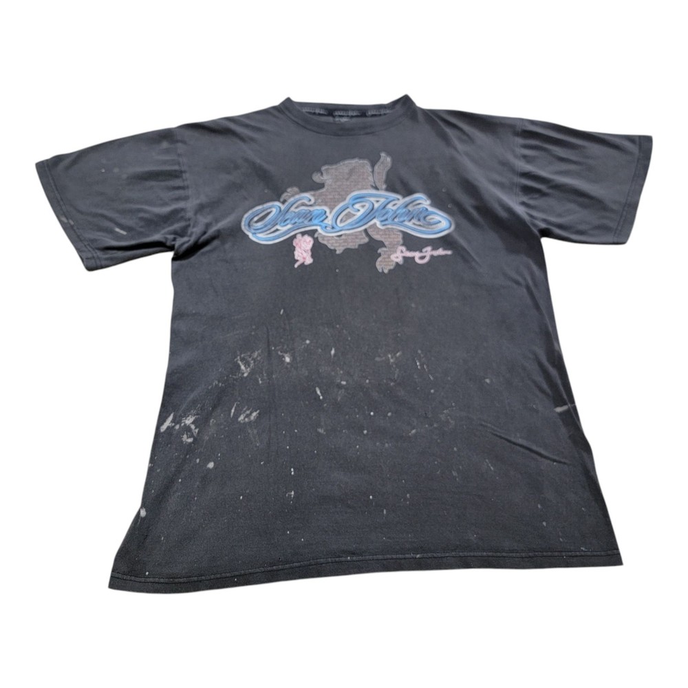 Vintage Y2K Sean John T Shirt Adult Size XL Black Paint Splatter