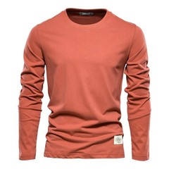 100% Cotton Long Sleeve T Shirt for Men Solid Spring Casual Mens T-shirts High