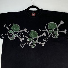 Geto Jeans Men Shirt XXXL Skull Crossbone Metallic Stud Shiny Work Party Core Go