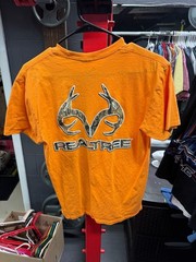 Realtree Men’s Orange Short Sleeve T-Shirt with Camo Antler Logo