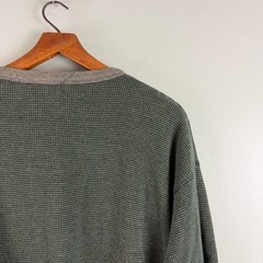 American Eagle Mens LG Green Waffle Longsleeve 2000s 100% Cotton Shirt Sweater