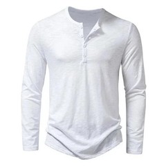 Camisa De Manga Larga Moda Lujo Camiseta Elegante Algodón Cuello V Para Hombres
