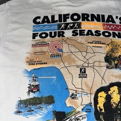 VTG 1994 California Four Seasons White Shirt Size L Single Stitch Floods Riots