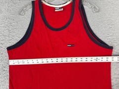 Tommy Hilfiger Jeans Shirt Adult Large Red Tank Sleeveless Scoop Nec Cotton READ