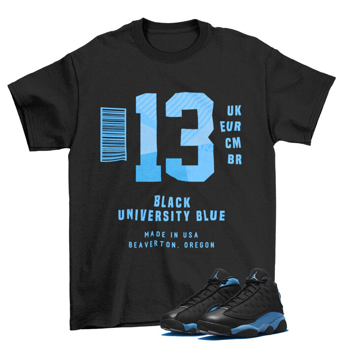 Box Label Shirt to Match Jordan 13 Retro Black University Blue / DJ5982-041