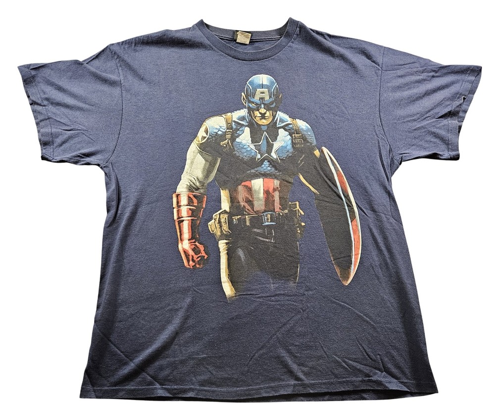 Marvel Captain America Shirt Mens XL Blue Mad Engine 2012 Superhero Movie Tee