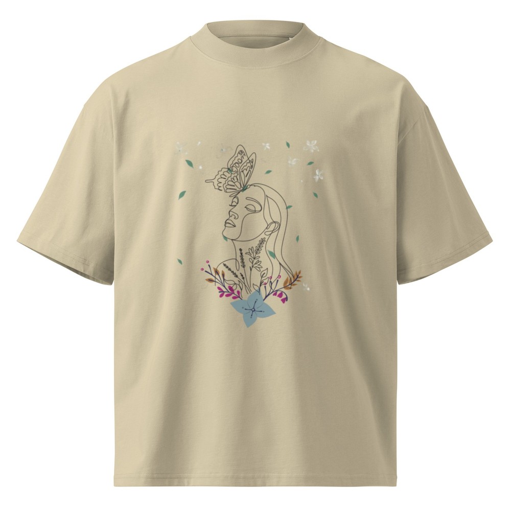 Women organic oversized high neck t-shirt