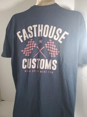 Fasthouse Customs When Rules Were Few T-shirt Black Size XL Short Sleeved Cars
