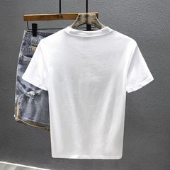 Men’s Summer Casual Short Sleeve T-Shirt Dragon Embroidery Slim Fit O-Neck Top