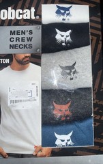 Bobcat ~ Mens 5-Pack T-Shirts Crew Neck Cotton Blend Cat Logo ~ XL (44-46)