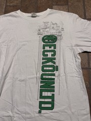 Ecko Unltd. White Green Rhino Logo Graphic Cotton Knit Tee Crew Neck L