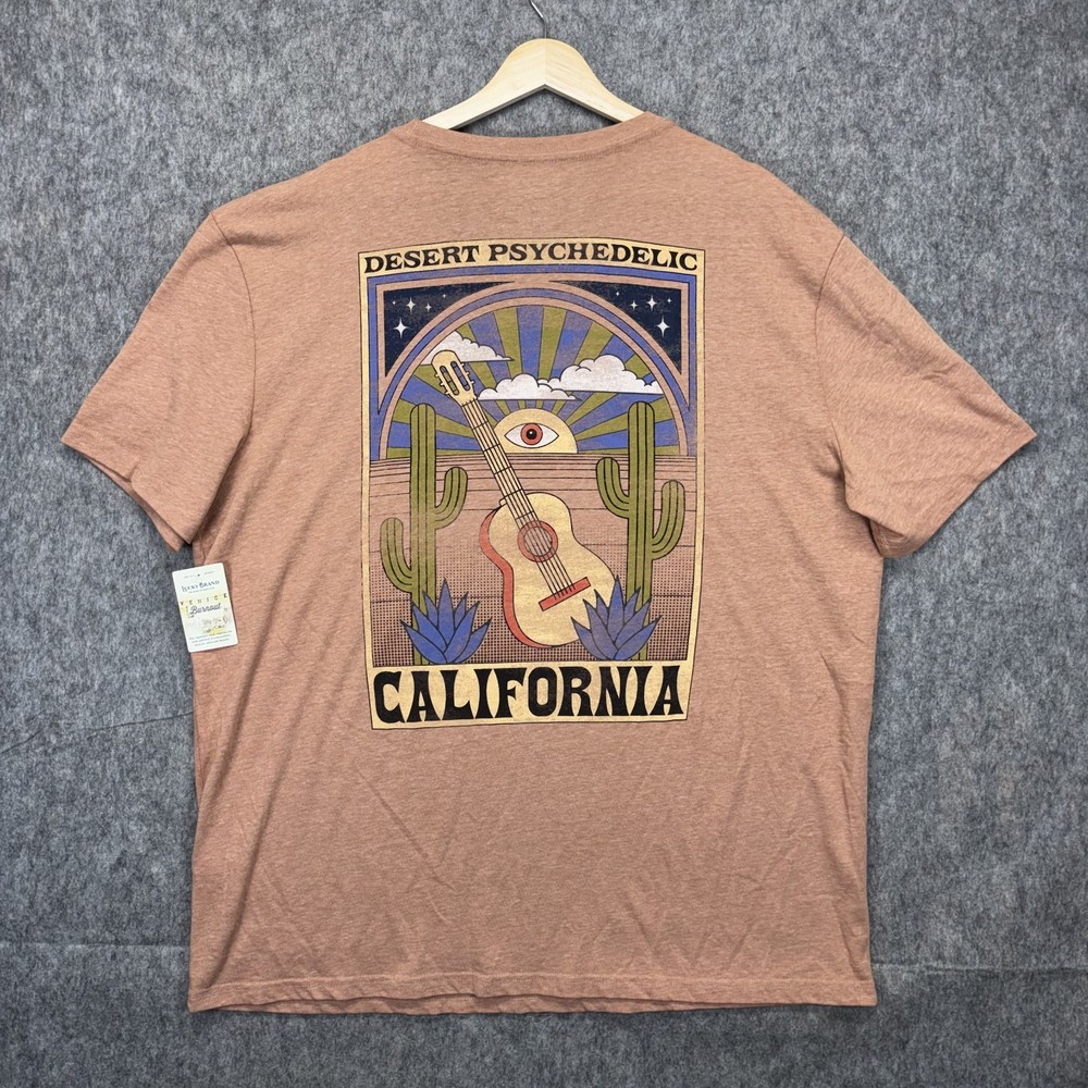 Lucky Brand Graphic T-Shirt Men’s XXL Orange Desert Psychedelic California New