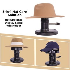 4-Way Wooden Hat Stretcher for Cowboy Hats, Baseball Caps & Fedoras – Adjusta…