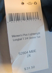 Duluth Trading Co 2X Shirt Women’s Plus Lightweight Longtail T 3/4 Sleeve Tun