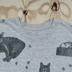 Vintage 90s Cats AOP Double Sided Graphic T-Shirt Fits XL Single Stitch Kitty
