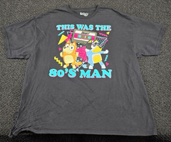 Bluey This was the 80s Man T-Shirt 2XL Black Bandit Chili Bingo Cartoon TV Show