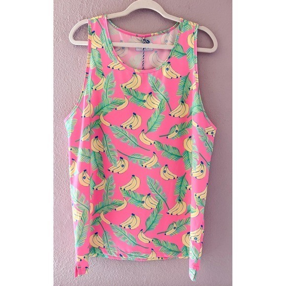 Chubbies Mens XL Pink Banana Leaf Print Tank Top NWT