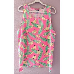 Chubbies Mens XL Pink Banana Leaf Print Tank Top NWT