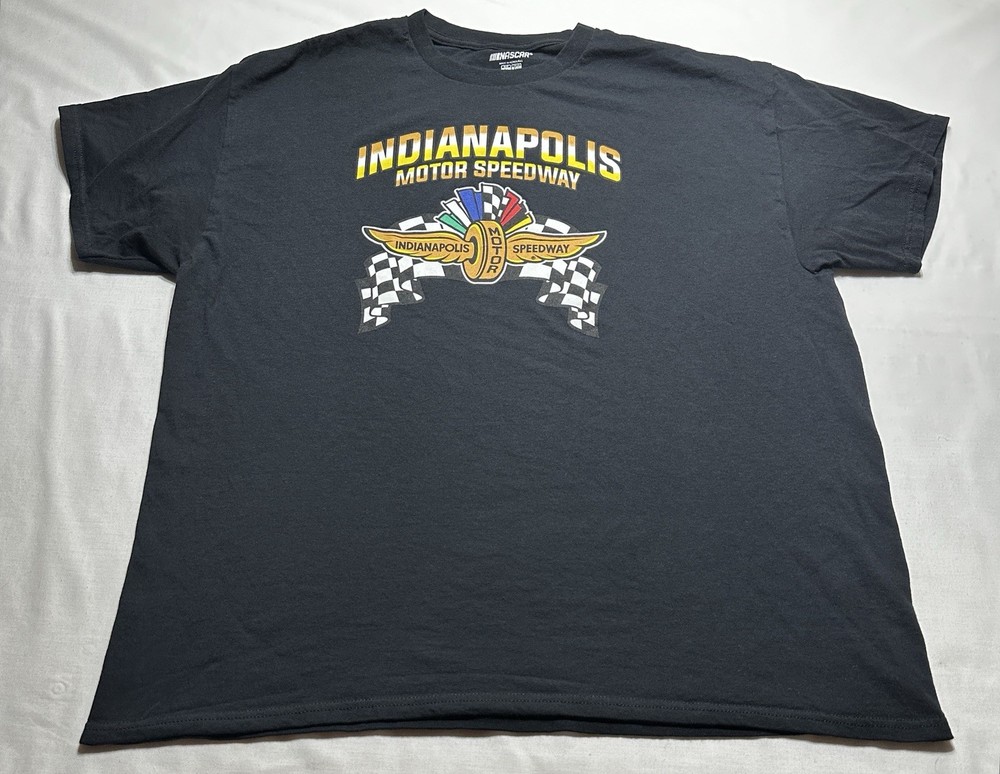 Indianapolis Motor Speedway Winged Wheel Logo Tee Shirt Black Mens Size XL