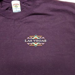 Vintage Las Vegas Shirt Graphic Purple Burgandy Jerzees Large Mens L Tee 90s