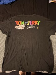 Men’s Tom & Jerry Graphic Print T-Shirt Black Cotton cartoon Short Sleeve XL