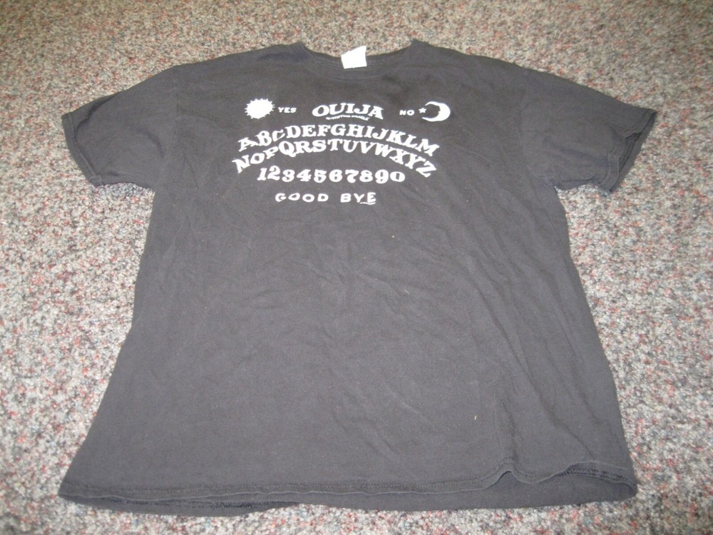 Ouija Graphic white on black Tee T-Shirt Size Large used