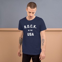 R.0.C.K In The USA T-Shirt, Classic Rock, John Cougar Mellencamp, Small Town,