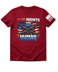 Gun Rights Are Human Rights T-Shirt 2nd Amendment AR-15 USA Flag Patriotic