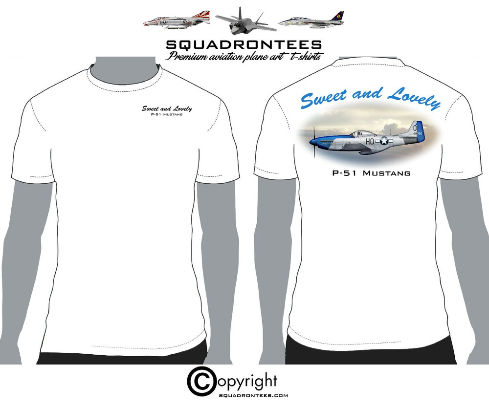 Sweet and Lovely P-51 Mustang – Premium Plane Art Squadron T-Shirt