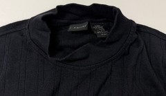 Vintage Ribbed Mock Neck Shirt Men XL Stretchy Minimal Preppy Black Rayon Cotton
