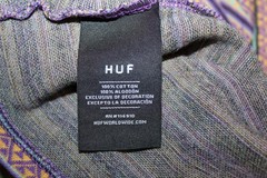 Huf Woven Stripe T-Shirt Mens Crew Neck Pullover Size MEDIUM Geometric Designs