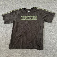 U.S. Army T-Shirt Mens Size Large Black Camo Shoulder Tape Graphic Logo Crewneck
